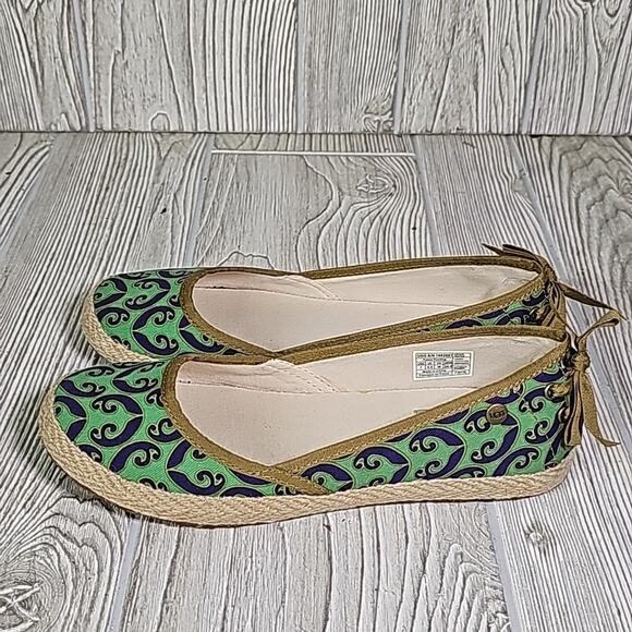 UGG Indah Marrakech Green Blue Cotton Flats Womens Size 7 NEW - Picture 4 of 12